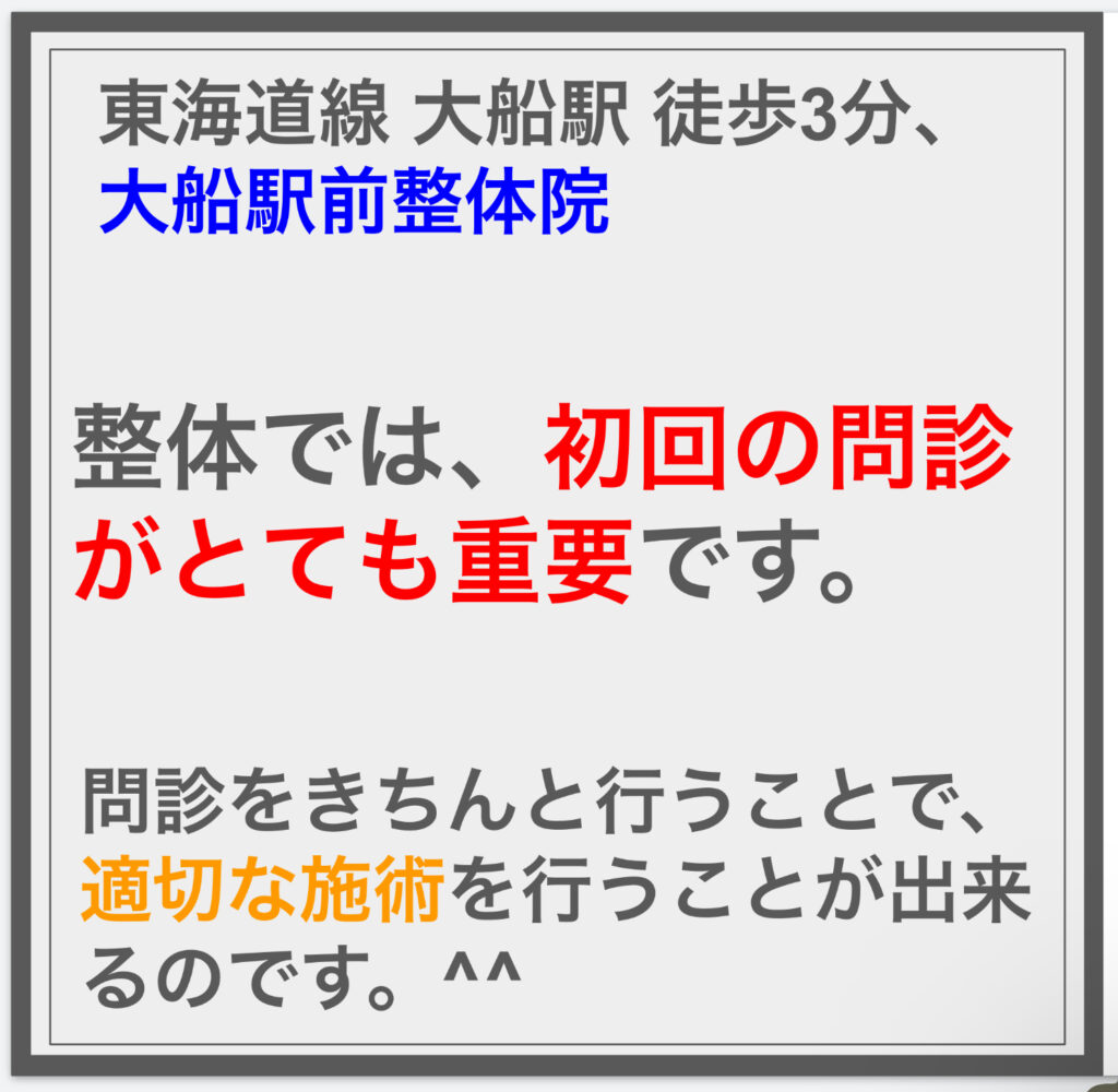 整体では、初回の問診がとても重要です。^^