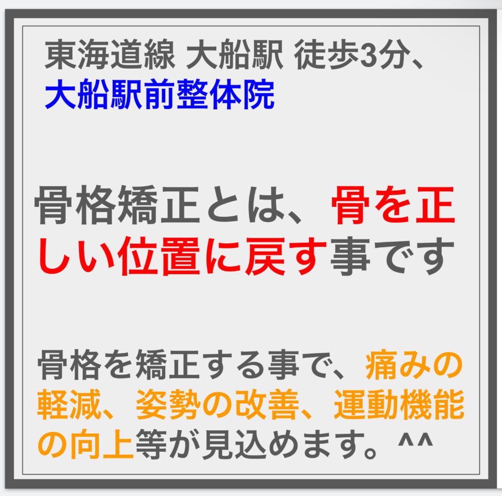 骨格矯正とは、骨を正しい位置に戻す事です。^^