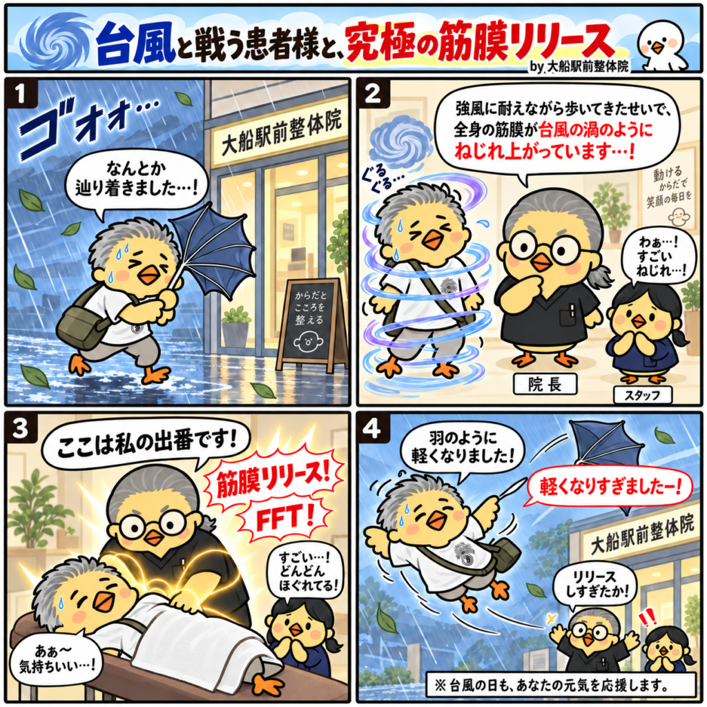 台風と戦う患者様と、究極の筋膜リリース！by 大船駅前整体院