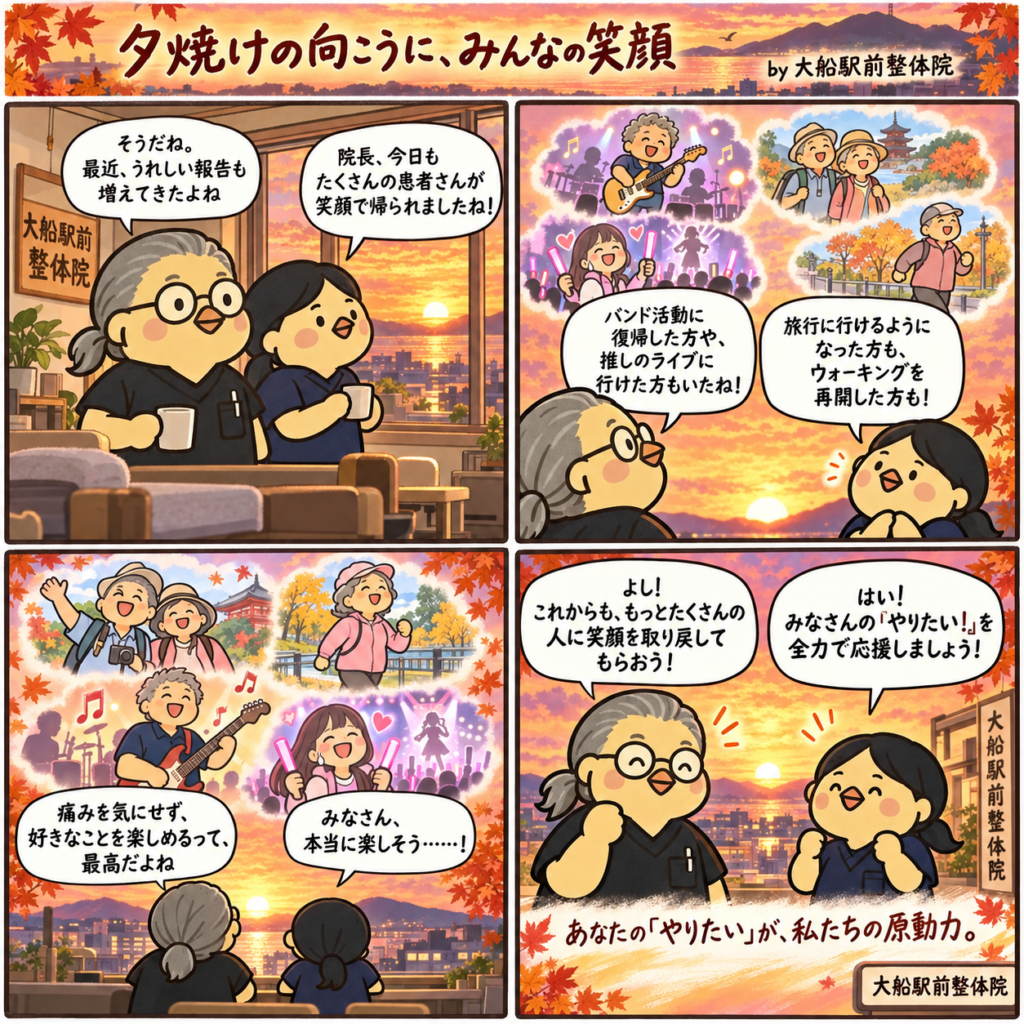夕焼けの向こうに、みんなの笑顔