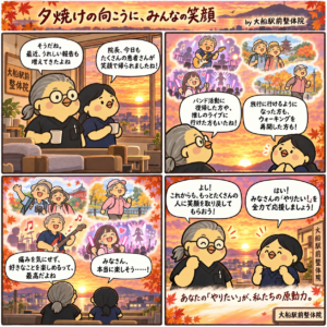 夕焼けの向こうに、みんなの笑顔